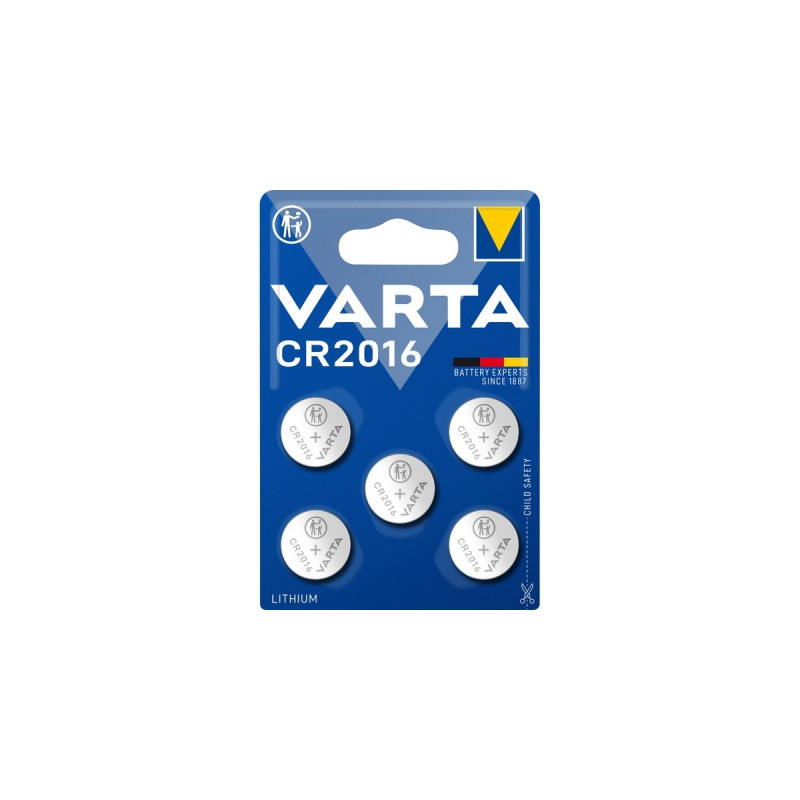 Varta LITHIUM Coin CR2016, Batterie(5 Stück, CR2016)