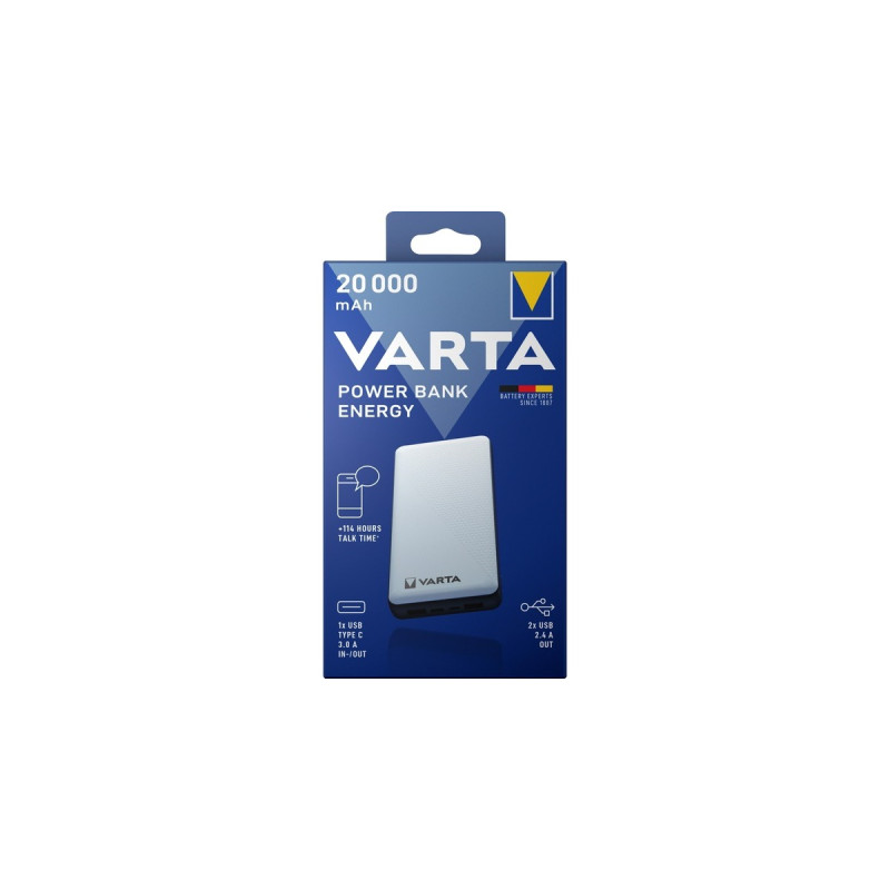 Varta Powerbank Energy 20000(weiß/schwarz, 20.000 mAh)