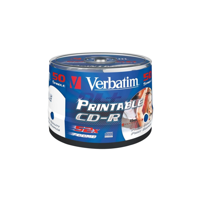Verbatim CD-R 700 MB, CD-Rohlinge(52fach, 50 Stück)