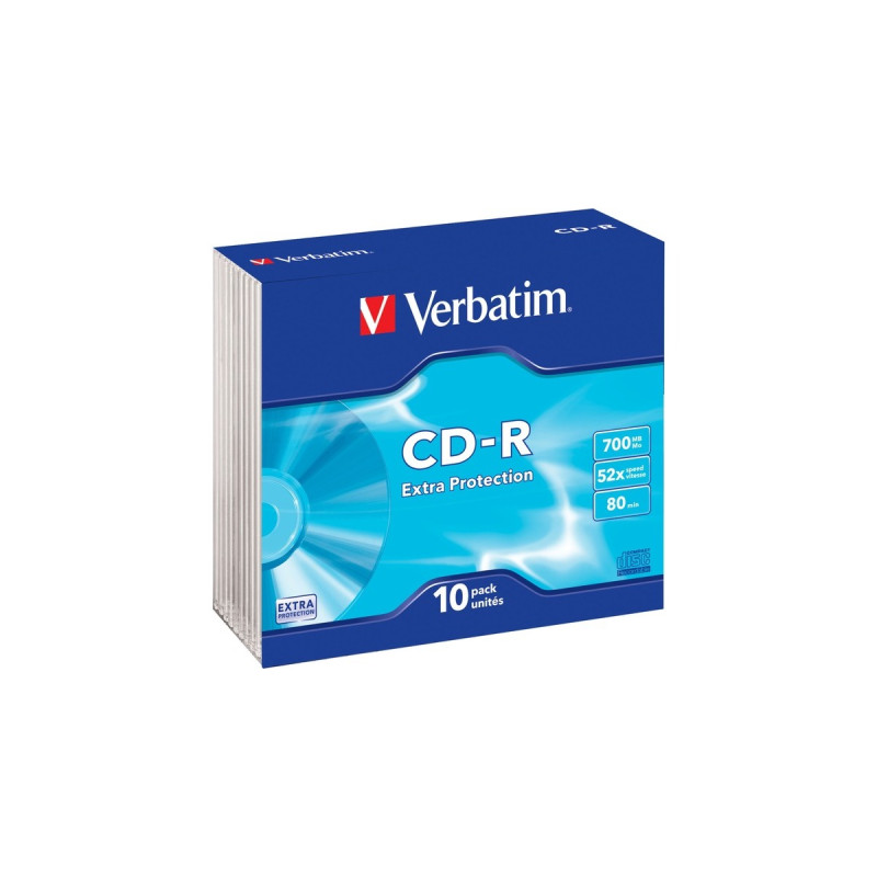 Verbatim CD-R 700 MB, CD-Rohlinge(52fach, 10 Stück, Extra Protection)