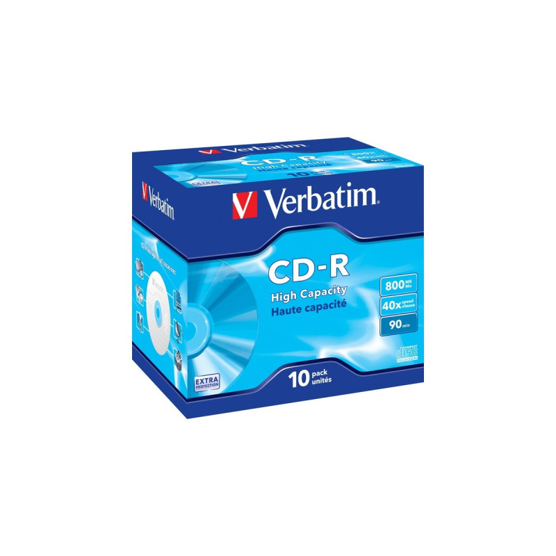 Verbatim CD-R 800 MB, CD-Rohlinge(40fach, 10 Stück, Extra Protection)