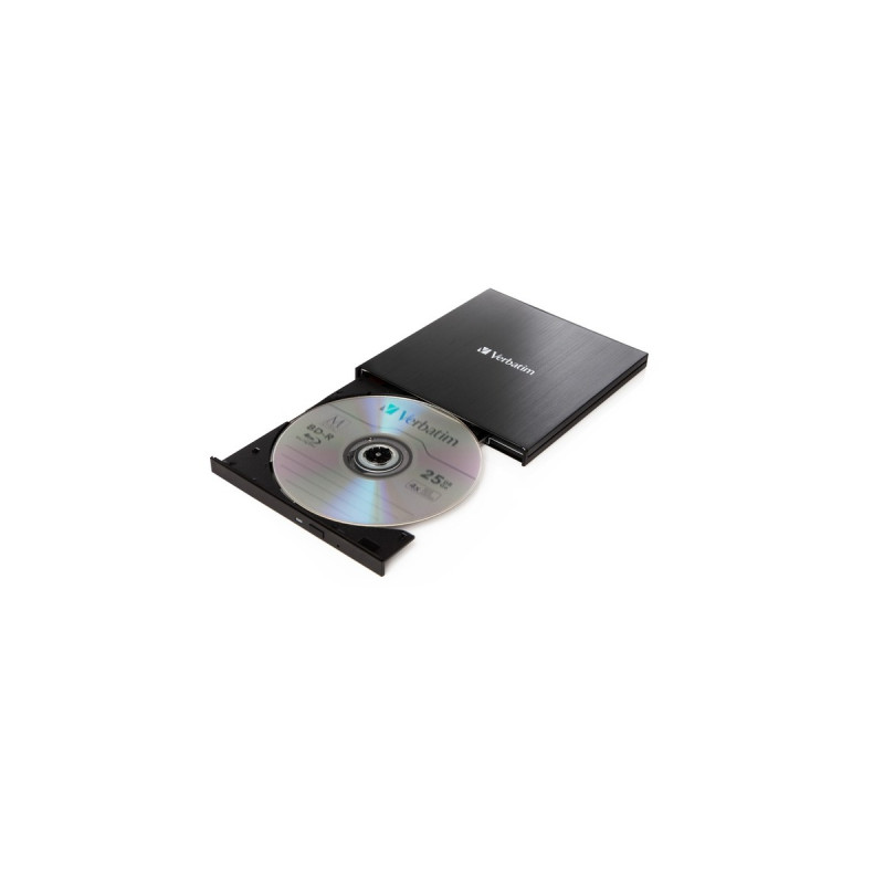 Verbatim External Slimline-Blu-ray-Writer, externer Blu-ray-Brenner(schwarz, USB 3.1 Gen 1 (Typ-C))