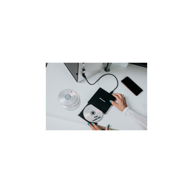 Verbatim Externer Slimline CD-DVD-Brenner, externer DVD-Brenner(schwarz, USB-A 2.0)