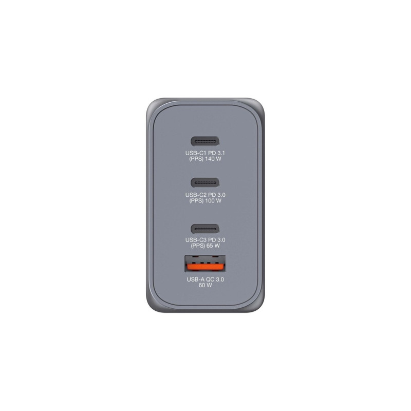 Verbatim GaN-Ladegerät 240W, 1x USB-A , 3x USB-C(grau, PD 3.0, QC 3.0)