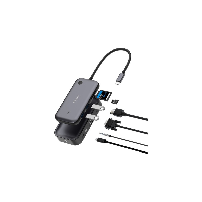 Verbatim Share My Screen 1080p USB-Wireless Adapter WDA-01, Dockingstation(schwarz, HDMI, VGA, USB-C, SD, microSD)