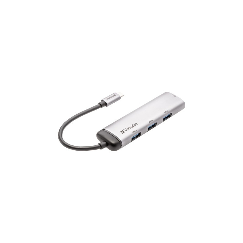 Verbatim USB-C Multiport-Hub 4xUSB 3.2, USB-Hub(silber)