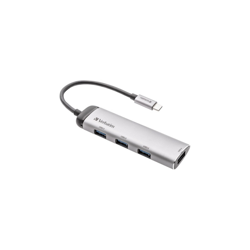 Verbatim USB-C Multiport-Hub 4xUSB 3.2, USB-Hub(silber)