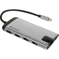 Verbatim USB-C Multiport-Hub, Dockingstation(grau, HDMI, USB-A, RJ-45)