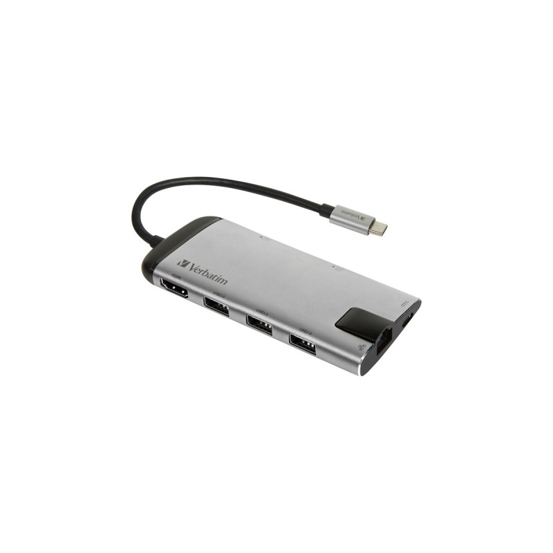 Verbatim USB-C Multiport-Hub, Dockingstation(grau, HDMI, USB-A, RJ-45)
