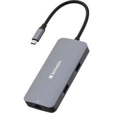 Verbatim USB-C Pro Multiport-Hub CMH-05, 5 Port, Dockingstation(grau, HDMI, RJ-45, 2x USB-A, USB-C PD)