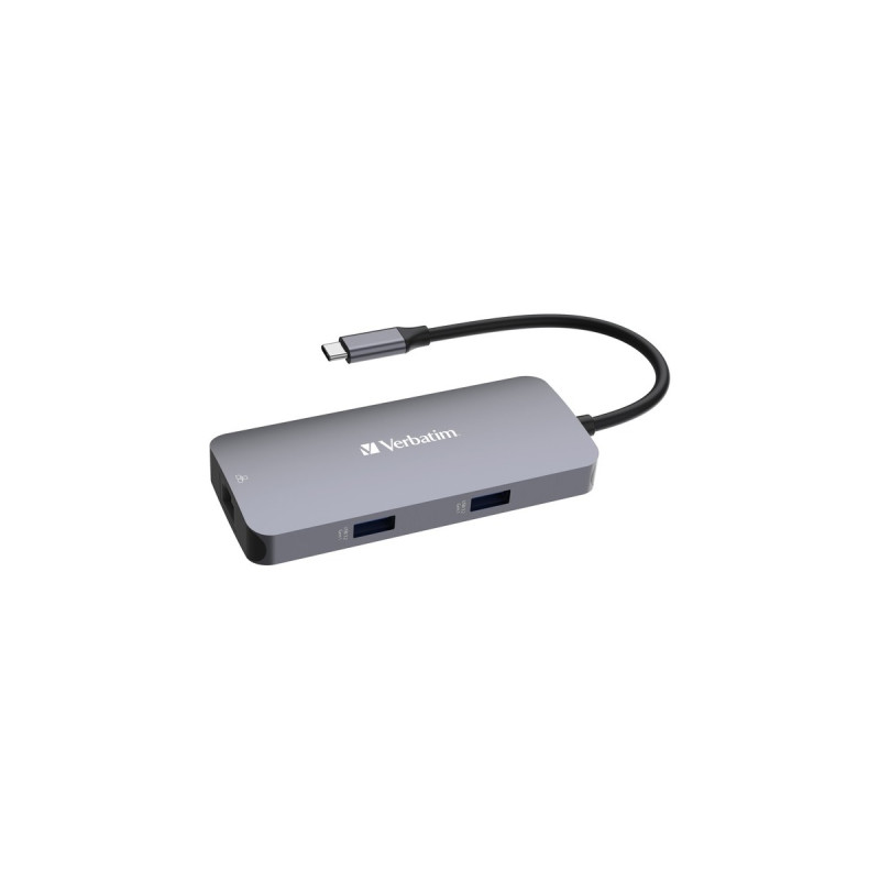Verbatim USB-C Pro Multiport-Hub CMH-05, 5 Port, Dockingstation(grau, HDMI, RJ-45, 2x USB-A, USB-C PD)