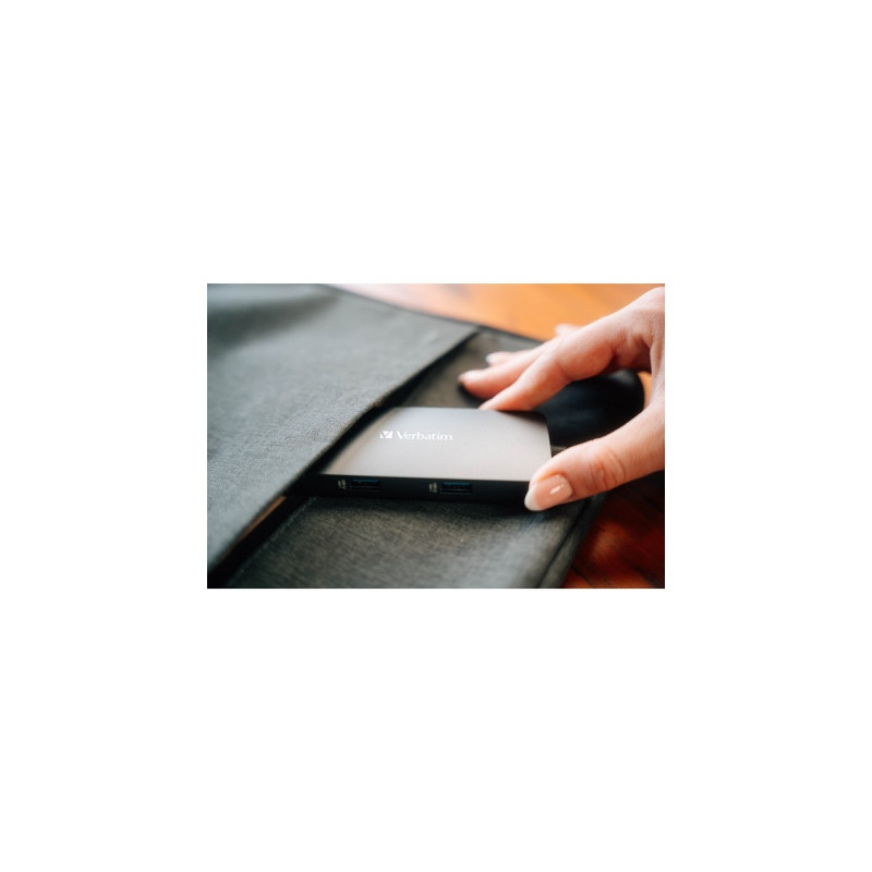 Verbatim USB-C Pro Multiport-Hub CMH-08, 8 Port, Dockingstation(grau, 2x HDMI, 3x USB-A, USB-C PD, SD, microSD)