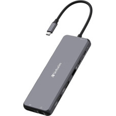 Verbatim USB-C Pro Multiport-Hub CMH-13, 13 Port, Dockingstation(grau, 2x HDMI, DP, RJ-45, 6x USB-A, Audio, 2x USB-C PD)