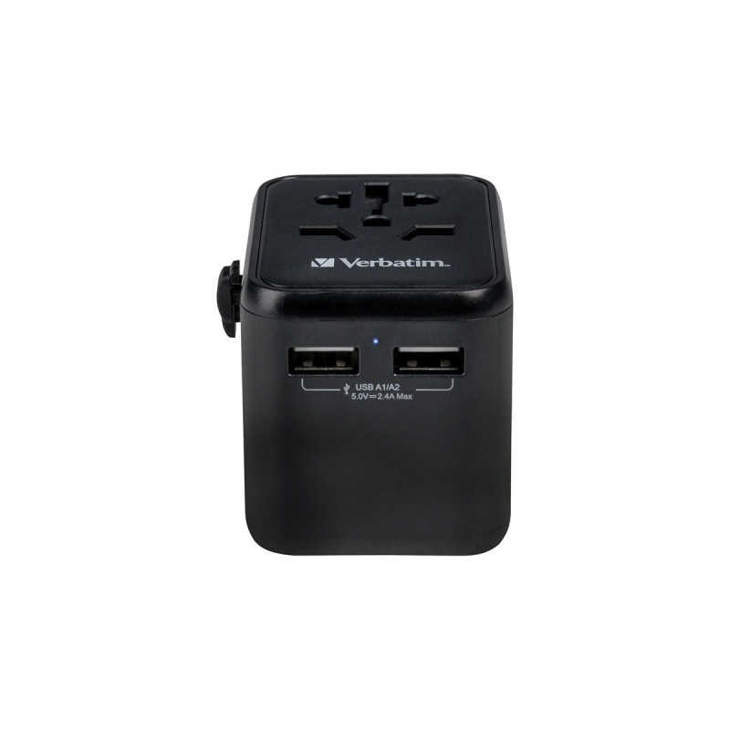 Verbatim Universal-Reiseadapter UTA-01, Reisestecker(schwarz, 2x USB-A)