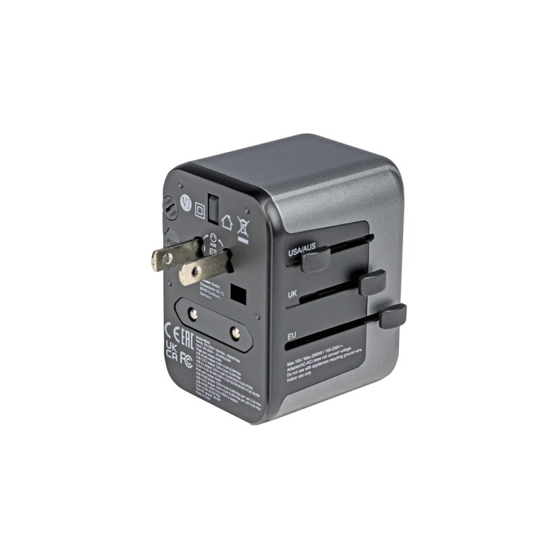 Verbatim Universal-Reiseadapter UTA-03, Reisestecker(schwarz/silber, 2x USB-A, 3x USB-C)