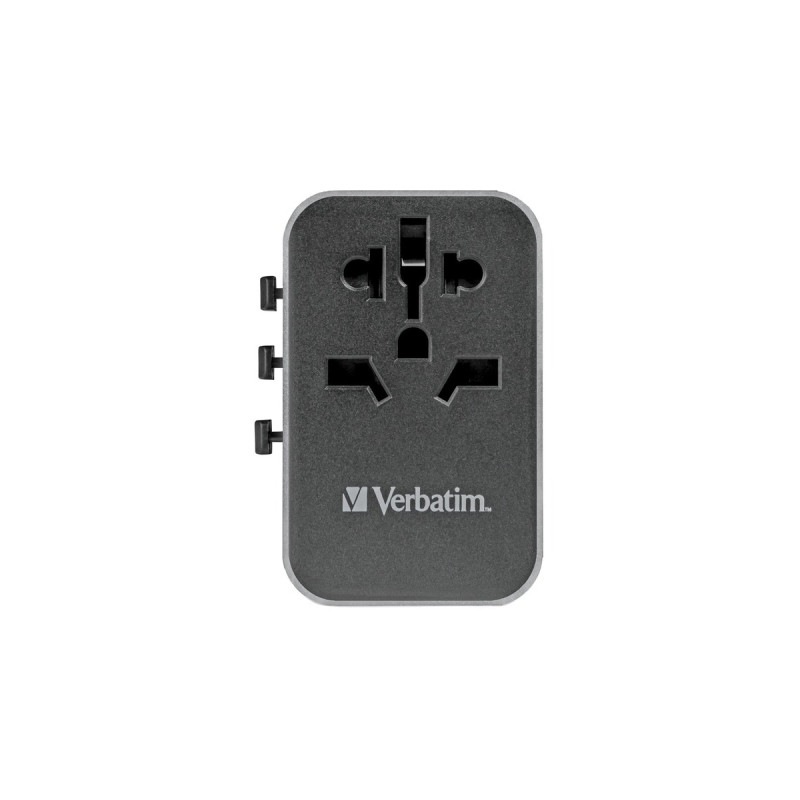 Verbatim Universal-Reiseadapter UTA-04, Reisestecker(schwarz/silber, 3x USB-A, 2x USB-C)