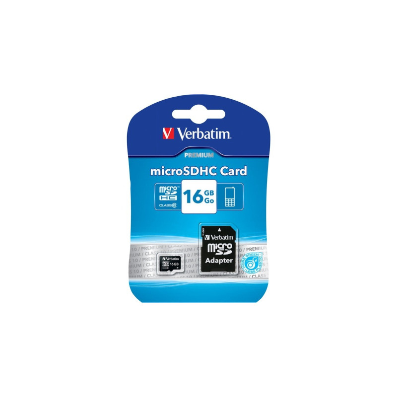 Verbatim microSDHC 16 GB Class 10, Speicherkarte(schwarz, UHS-I U1, Class 10, V10)