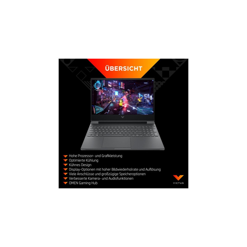 Victus by HP 15-fa1155ng, Gaming-Notebook(grau, ohne Betriebssystem, 39.6 cm (15.6 Zoll) & 144 Hz Display, 512 GB SSD)