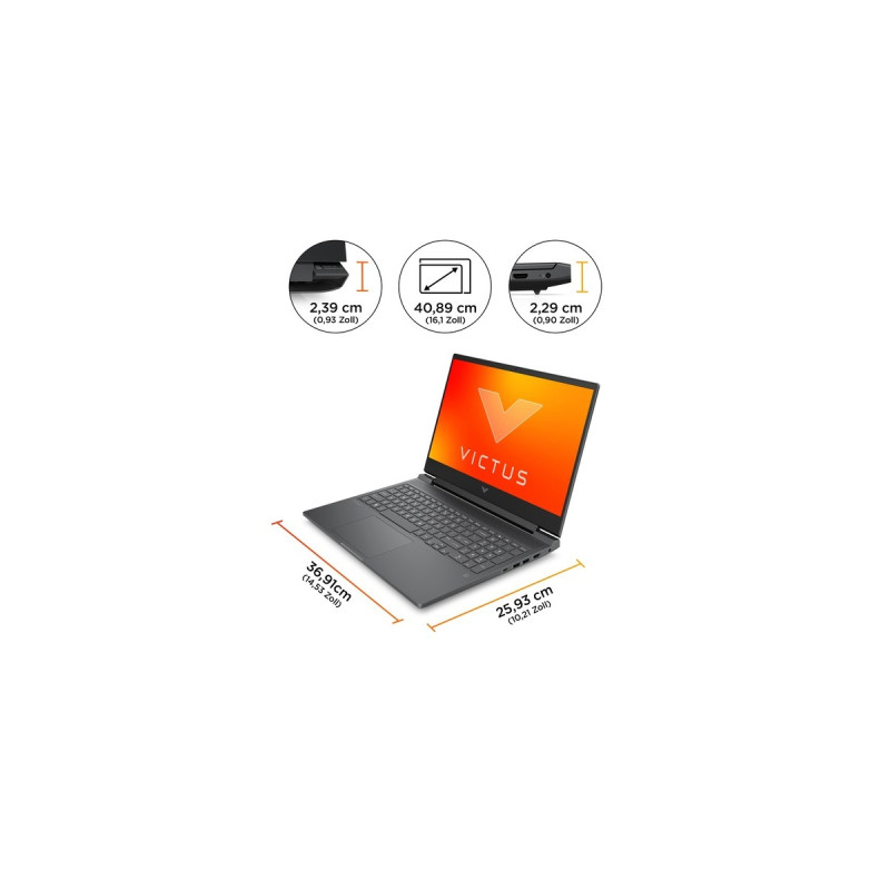 Victus by HP 16-s0180ng, Gaming-Notebook(grau, ohne Betriebssystem, 40.9 cm (16.1 Zoll) & 144 Hz Display, 512 GB SSD)