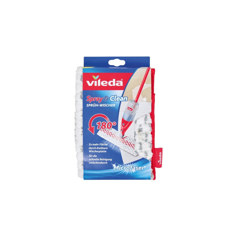 Vileda Ersatzbezug für Spray & Clean Sprühwischer, Wischbezug(weiß/rot)
