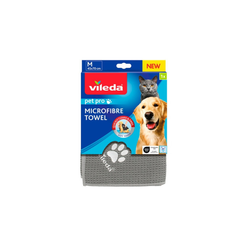 Vileda Pet Pro Microfaser-Handtuch M(grau, Größe M, 45 x 70cm)