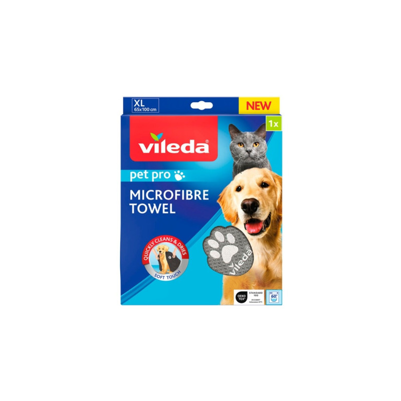 Vileda Pet Pro Microfaser-Handtuch XL(grau, Größe XL, 65 x 100cm)