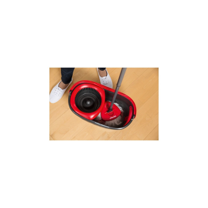 Vileda Turbo EasyWring & Clean Wischmop Komplettset, Bodenwischer(schwarz/rot, inkl. Classic Ersatzkopf)
