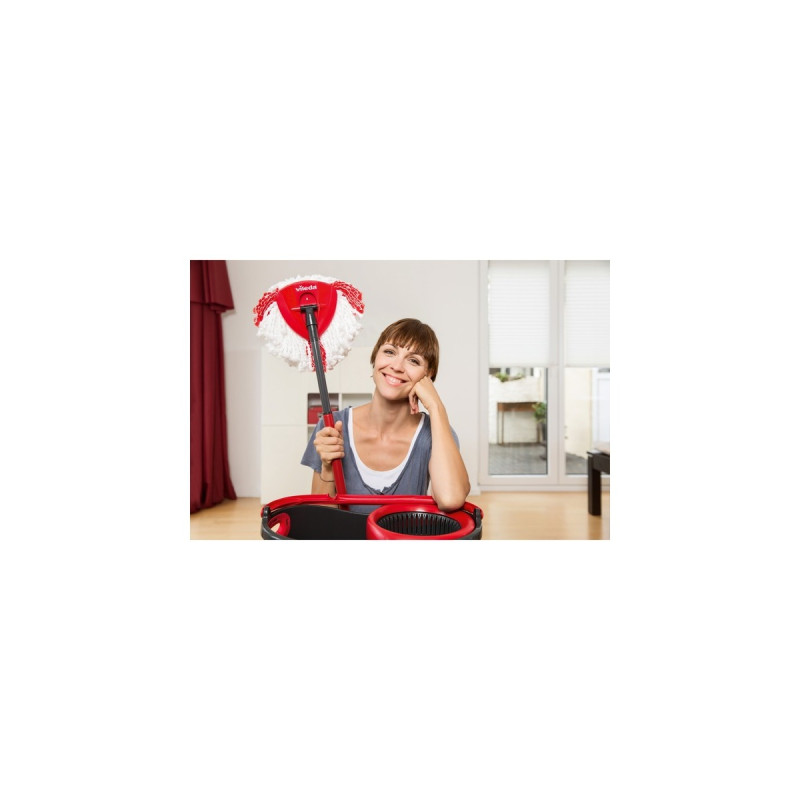 Vileda Turbo EasyWring & Clean Wischmop Komplettset, Bodenwischer(schwarz/rot, inkl. Classic Ersatzkopf)