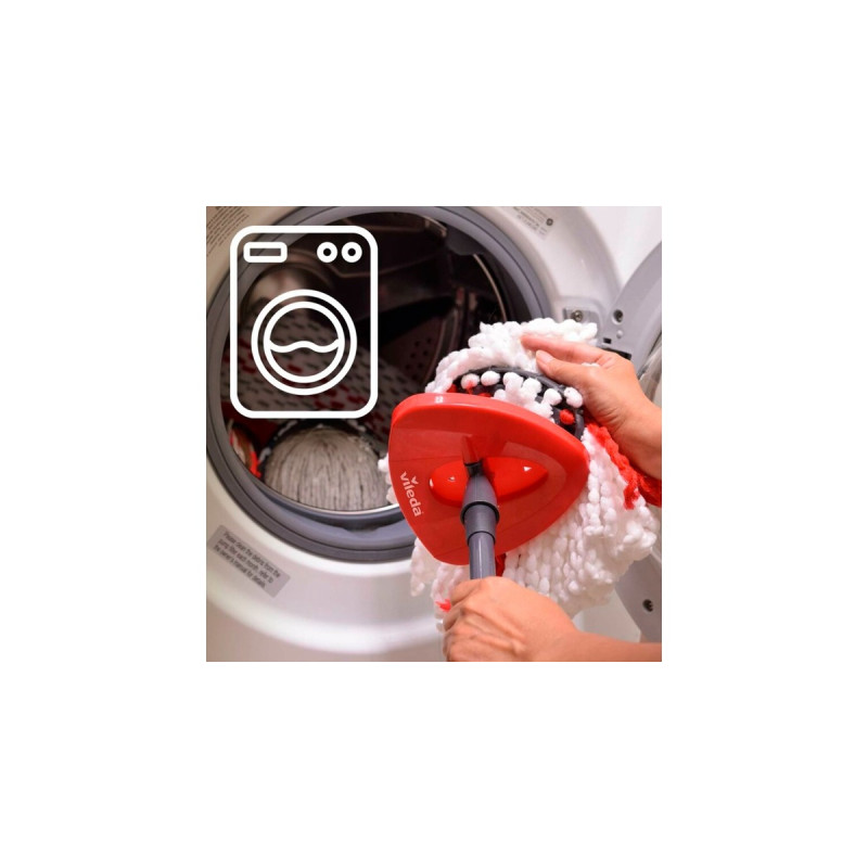 Vileda Wischmop Turbo 2in1 Microfibre Komplett Set, Bodenwischer(schwarz/rot, inkl. 750ml Vileda Bodenreiniger)