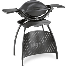 Weber Elektrogrill Q 1400 mit Stand, Dark Grey(schwarz/grau, 2.200 Watt, mit Seitentischen)