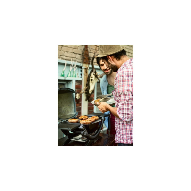 Weber Elektrogrill Q 1400 mit Stand, Dark Grey(schwarz/grau, 2.200 Watt, mit Seitentischen)