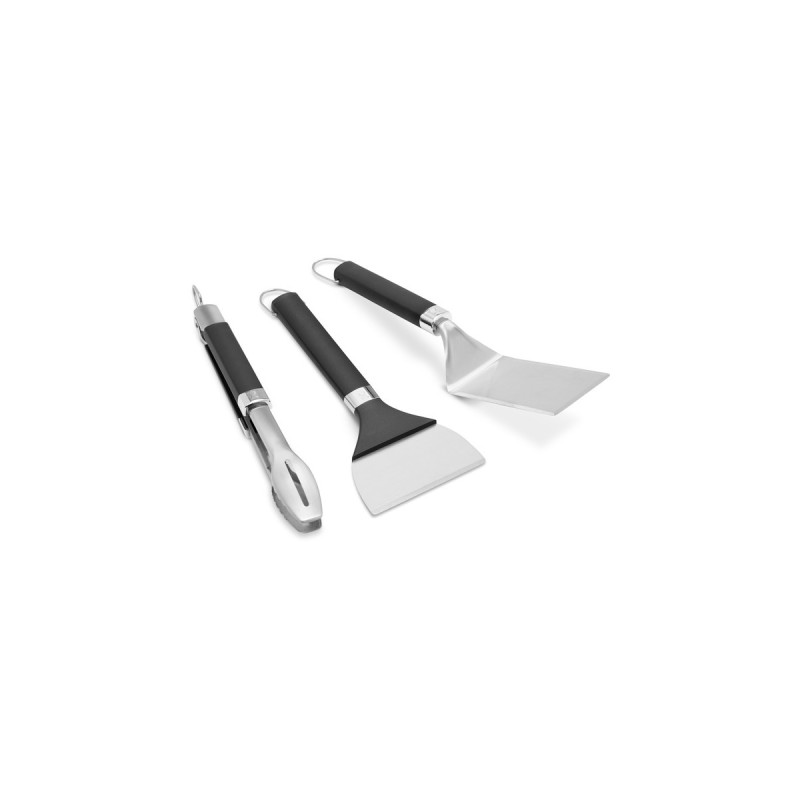 Weber Plancha Zubehör-Set, 3-teilig, Wender(edelstahl/schwarz, Wender, Schaber + Grillzange)