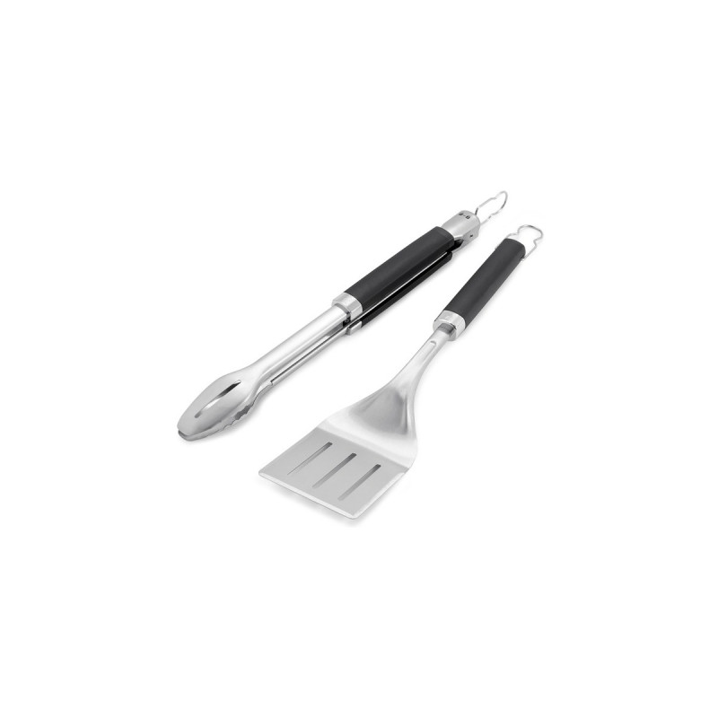 Weber Premium Grillbesteck, 2-teilig(edelstahl/schwarz, Wender und Grillzange)
