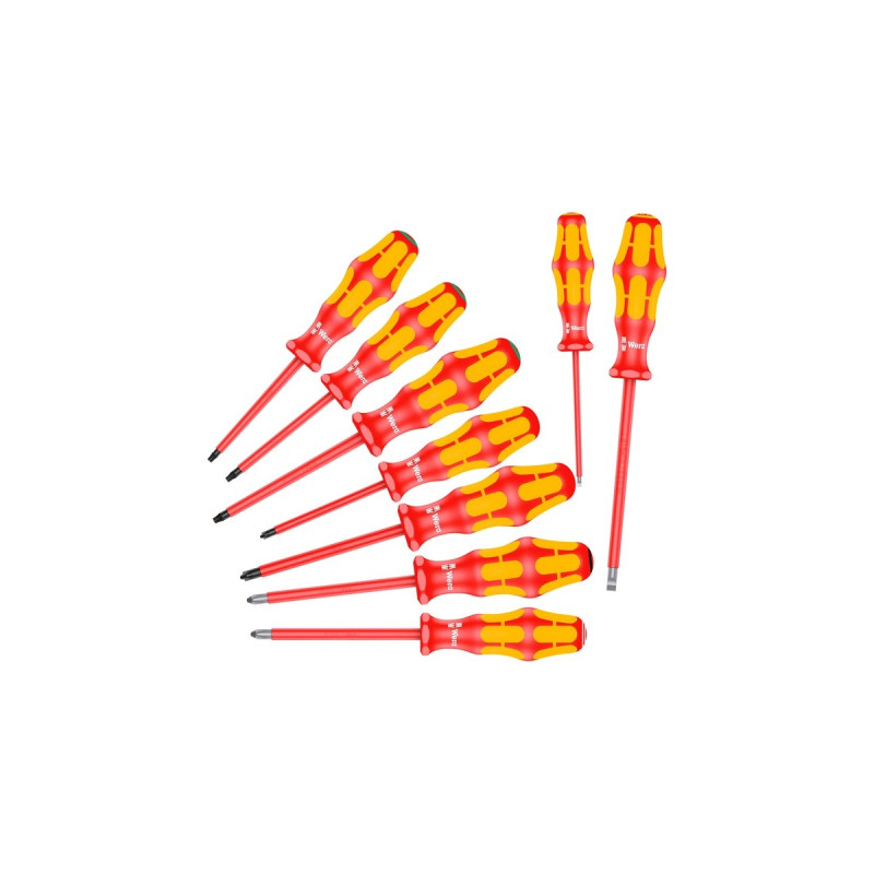 Wera 160 i/162 i/167 i/9 Schraubendrehersatz Kraftform Plus Serie 100, VDE(rot/gelb, 9-teilig, mit Lasertip)