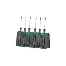 Wera 2067/6 Elektroniker TORX BO Schraubendrehersatz + Rack(schwarz/grün, 6-teilig, Black Point Spitze)