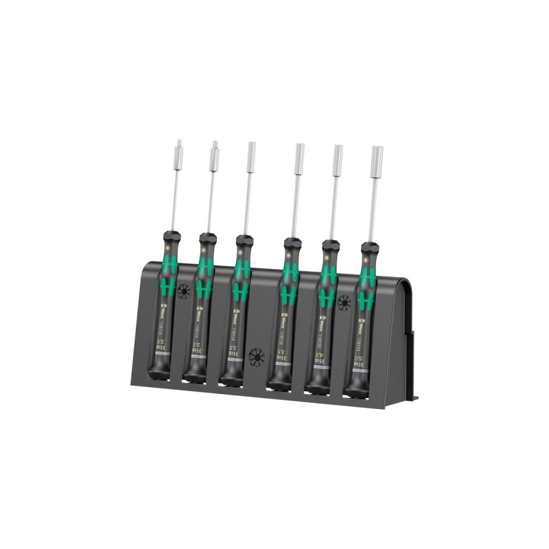 Wera 2069/6 Elektroniker-Schraubendrehersatz + Rack(schwarz/grün, 6-teilig, Black Point Spitze)