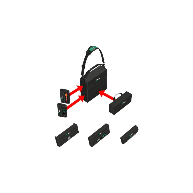 Wera 2go 2 Werkzeug-Container, Tasche(schwarz, mit Tragegriff und Schultergurt)