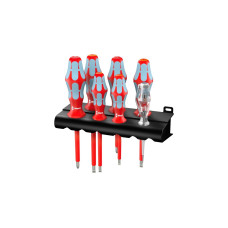 Wera 3160 i/7 Schraubendrehersatz Kraftform Plus, Edelstahl + Rack(rot/blau, 7-teilig, mit Lasertip)