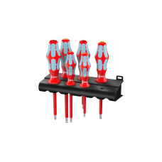 Wera 3165 i/6 Schraubendrehersatz, Edelstahl + Rack(rot/blau, 6-teilig, mit Lasertip)