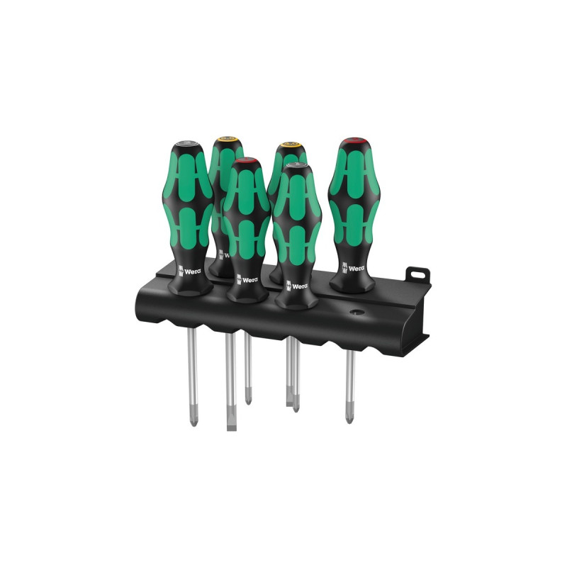Wera 335/350/355/4 Schraubendrehersatz Kraftform Plus, lang(schwarz/grün, Kraftform Plus, Lasertip)