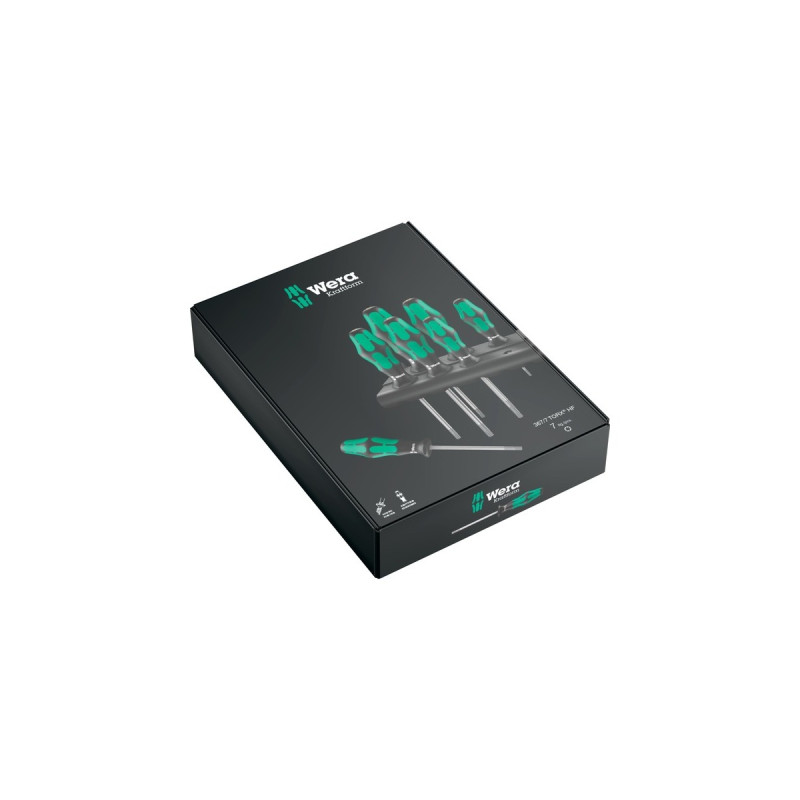 Wera 367/7 TORX HF Schraubendrehersatz Kraftform Plus + Rack(schwarz/grün, 7-teilig, mit Haltefunktion)