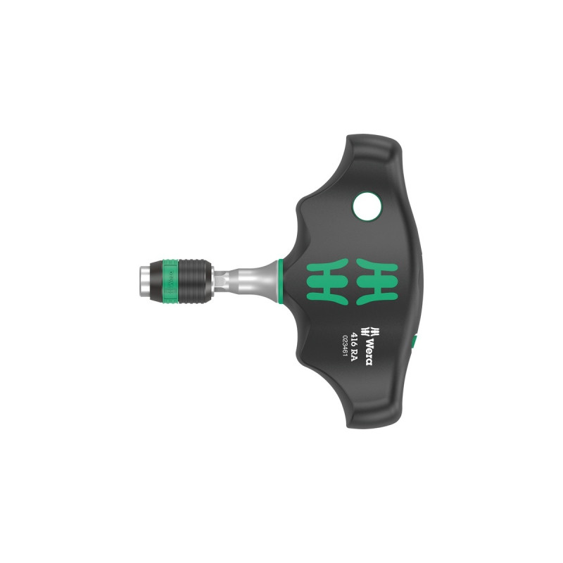 Wera 416 RA Quergriff-Bits-Handhalter mit Ratschenfunktion, Schraubendreher(schwarz/grün, mit Rapidaptor Schnellwechselfutter)