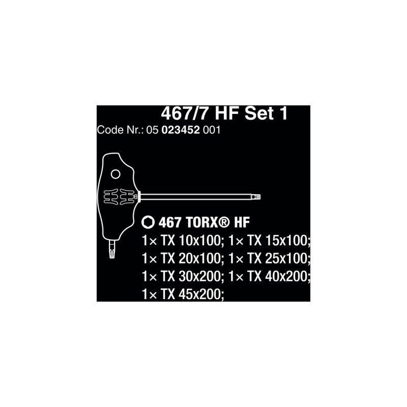 Wera 467/7 TORX HF Set 1 Quergriff-Schraubendreher + Rack, 7-teilig(schwarz/grün, mit Haltefunktion)