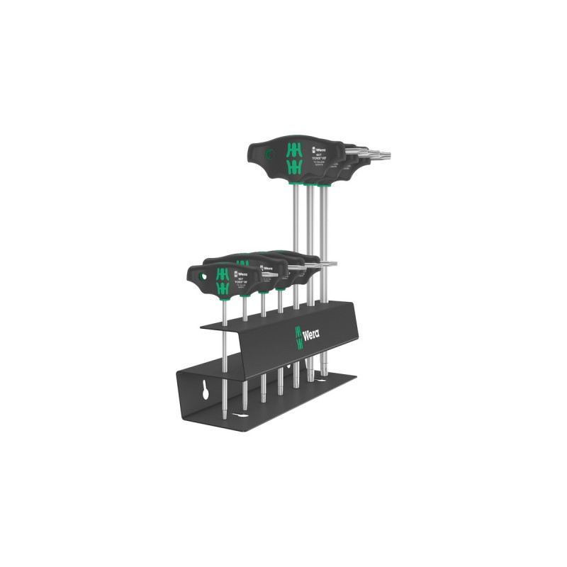 Wera 467/7 TORX HF Set 2 Quergriff-Schraubendreher + Rack, 7-teilig(schwarz/grün, mit Haltefunktion)