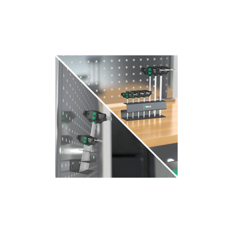Wera 467/7 TORX HF Set 2 Quergriff-Schraubendreher + Rack, 7-teilig(schwarz/grün, mit Haltefunktion)