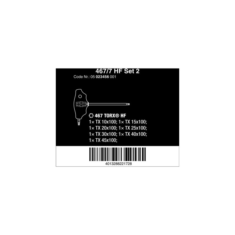 Wera 467/7 TORX HF Set 2 Quergriff-Schraubendreher + Rack, 7-teilig(schwarz/grün, mit Haltefunktion)