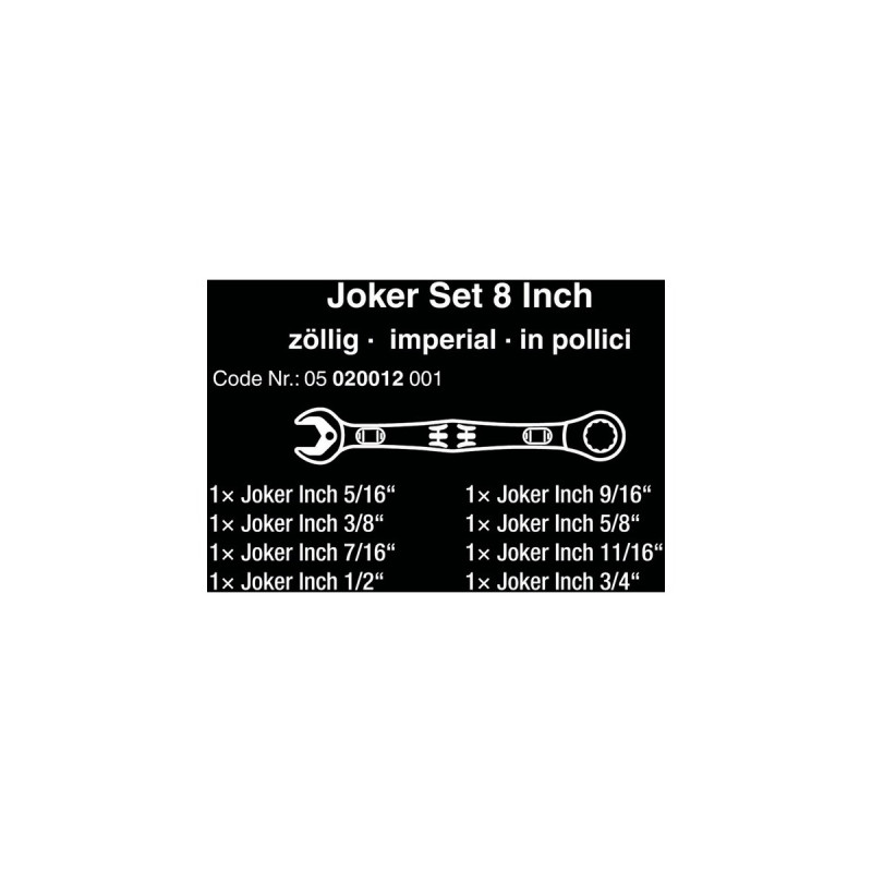 Wera 6000 Joker 8 Imperial Set 1, 8-teilig, Schraubenschlüssel(Ringratschenschlüssel mit Haltefunktion)