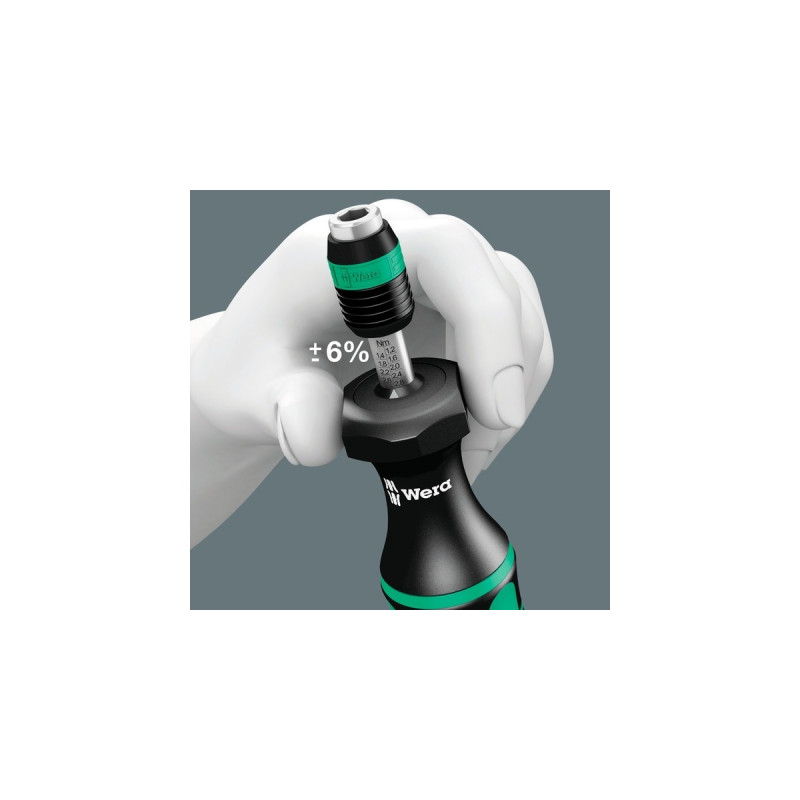 Wera 7440/41/42 Kraftform Drehmomentschraubendreher-Satz 0,3-6,0Nm(schwarz/grün, 27-teilig, mit Rapidaptor Schnellwechselfutter)