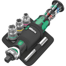 Wera 8009 Zyklop Pocket Set 2, 18-teilig, Bit-Satz(schwarz/grün, Umschaltknarre für 3/8", 1/4")