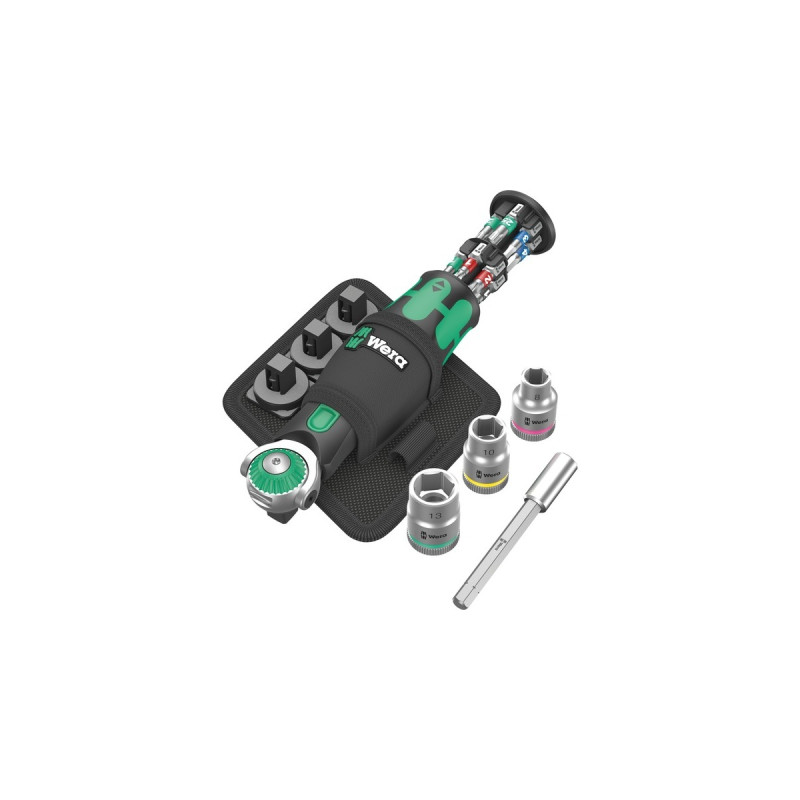 Wera 8009 Zyklop Pocket Set 2, 18-teilig, Bit-Satz(schwarz/grün, Umschaltknarre für 3/8